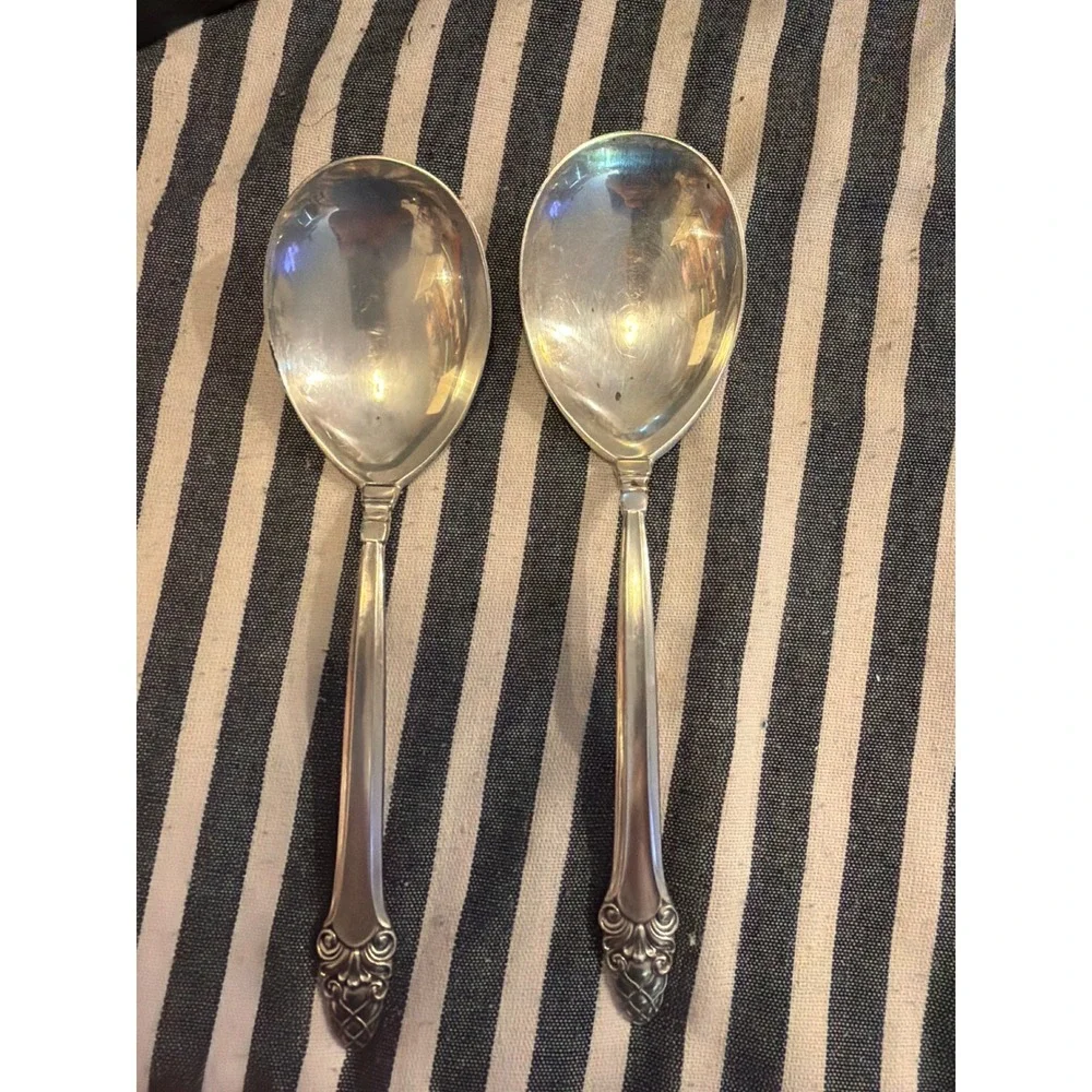 Gorham Sterling Silver Sovereign Pattern Tablespoons Set of 2 Large Spoons